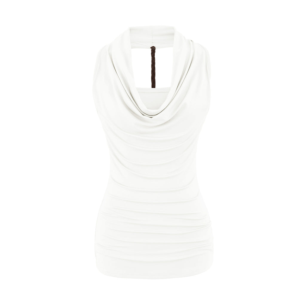 Elegant Tencel Off-Shoulder Halter Top for Women,Sleeveless Outerwear