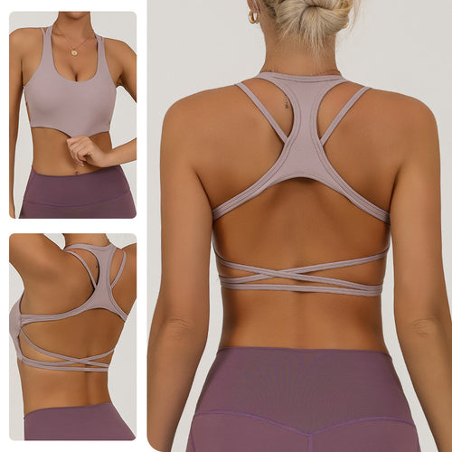 Backless Sports Bra for Women with Padded, Skin-like Feel, High Elasticity, Quick-dry Yoga and Fitness Top