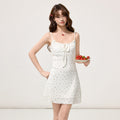 White Floral Tie-Front Strapless Dress for Women, Fitted Bodycon