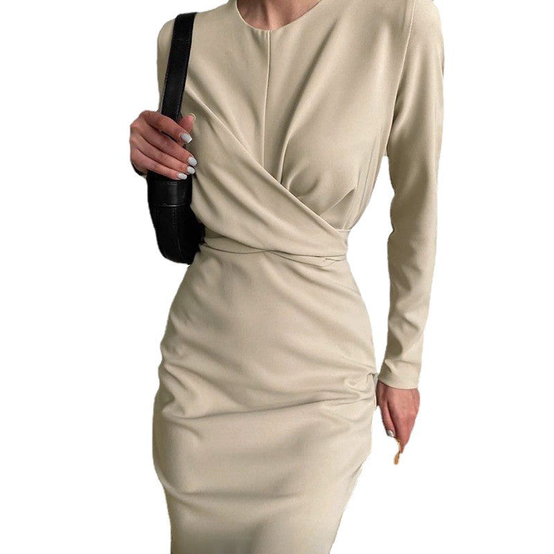 Elegant Long Sleeve Dress for Women French Vintage Style Autumn Fashion